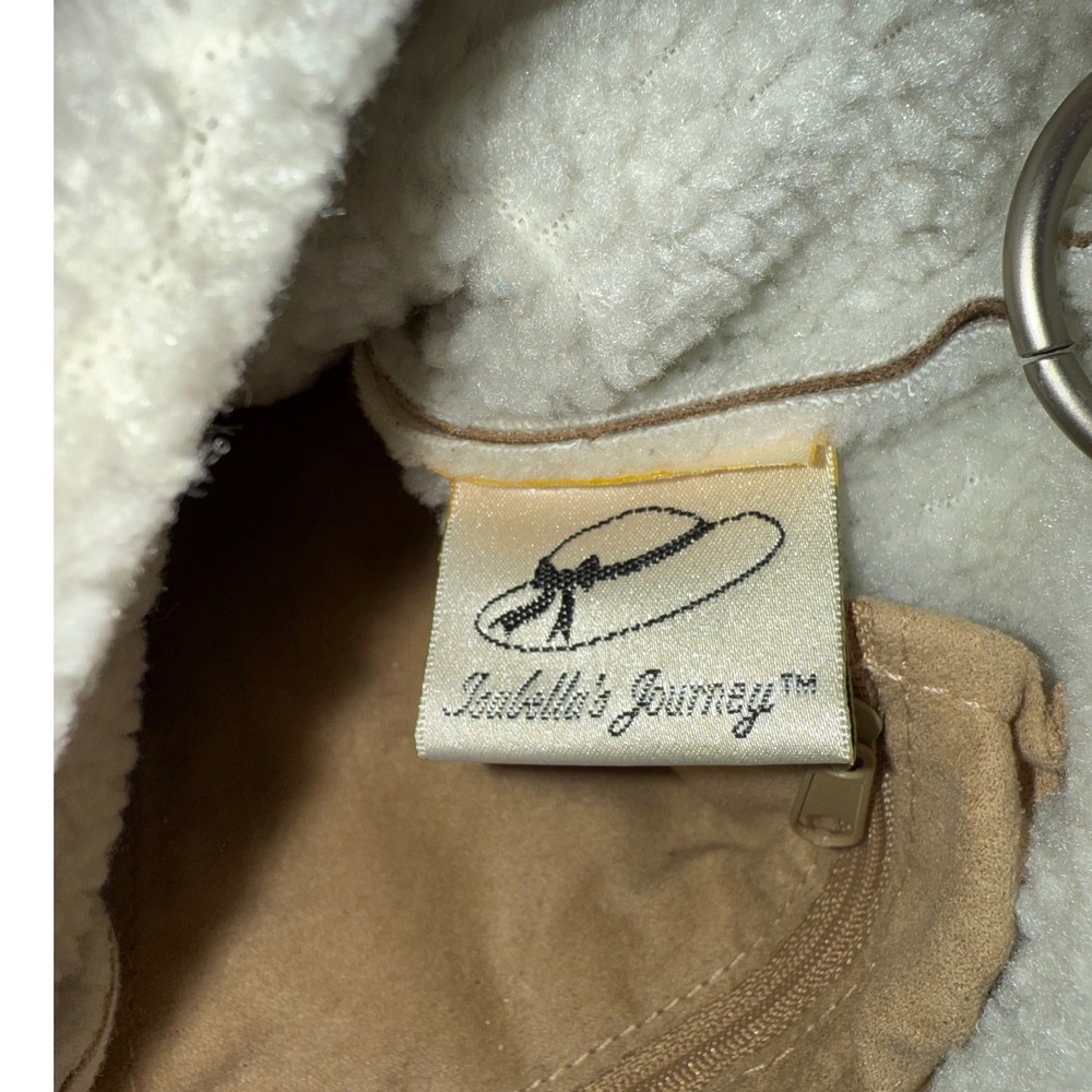 Isabellas Journey Tan Faux Suede Sherpa Trim Crossbody Bag Boho Cabincore Rustic - Picture 4 of 11